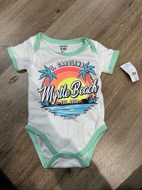 Exist Kids White One-Piece with Mint Trim and Colorful Myrtle Beach Graphic